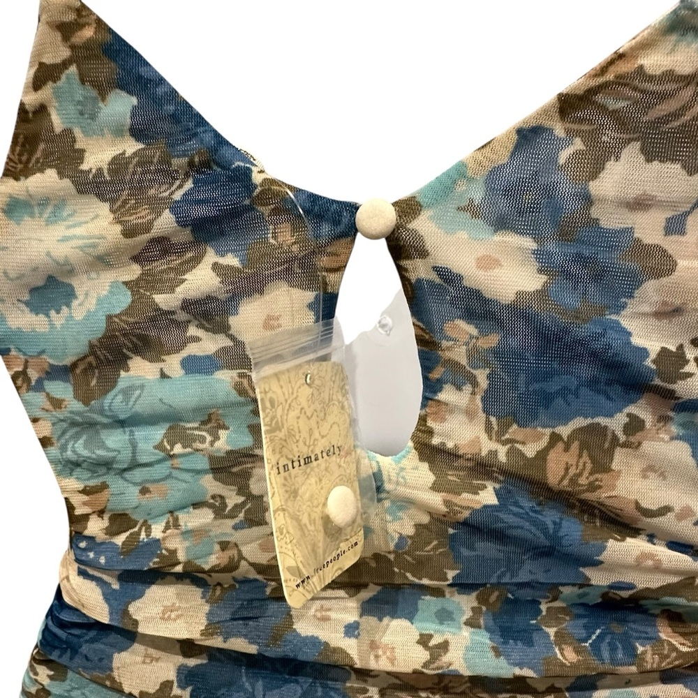 Free People | Long Live Printed Bodycon Dress or Slip Blue | Small New with Tag - Picture 6 of 16